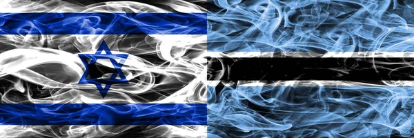 Israel Botswana Rauchfahnen Nebeneinander Platziert Israelische Und Botswana Flagge Gemeinsam — Stockfoto