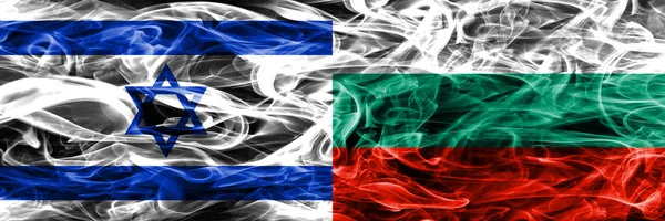 Israël Bulgarije Rook Vlaggen Naast Elkaar Geplaatst Israëlische Bulgarije Vlag — Stockfoto