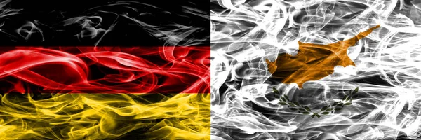 Germany Cyprus Smoke Flags Placed Side Side German Cyprus Flag — Stock Photo, Image