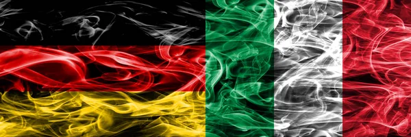 Germany vs Italy smoke flags placed side by side. German and Italy flag together