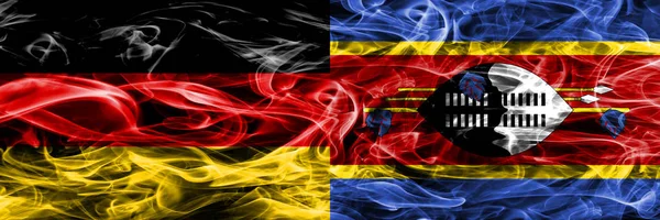 Германия Против Свазилендских Дымовых Флагов Размещенных Бок Бок Немецкий Свазилендский — стоковое фото
