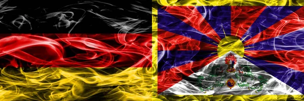 Deutschland Tibet Rauchfahnen Nebeneinander Platziert Deutsche Und Tibetische Flagge Gemeinsam — Stockfoto