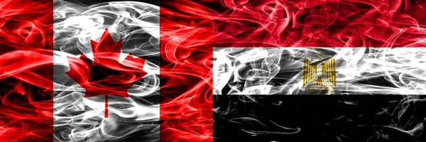 Kanada Egypten Rök Flaggor Placeras Sida Vid Sida Kanadensiska Och — Stockfoto
