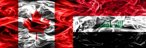 Canada Irak Rook Vlaggen Naast Elkaar Geplaatst Canadese Irak Vlag — Stockfoto