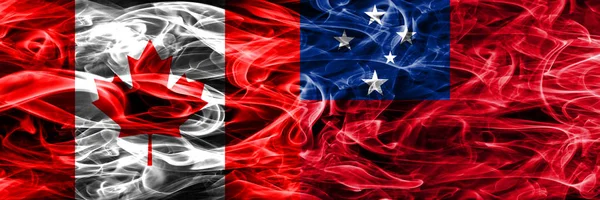 Canada Samoa Rauchfahnen Nebeneinander Platziert Kanadische Und Samoa Flagge Gemeinsam — Stockfoto
