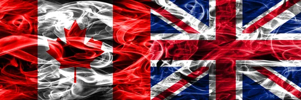 Canada United Kingdom Smoke Flags Placed Side Side Canadian United — Stock Photo, Image