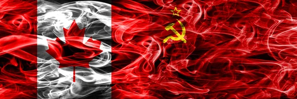 Kanada Sovjetunionen Rök Flaggor Placeras Sida Vid Sida Kanadensiska Och — Stockfoto