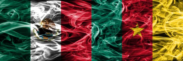 Mexikó Kamerun Füst Zászlók Egymás Mellé Együtt Mexikói Kamerun Zászló — Stock Fotó