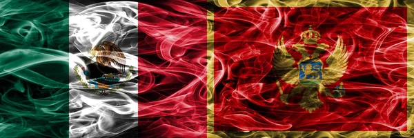 Mexiko Montenegro Rauchfahnen Nebeneinander Platziert Mexikanische Und Montenegrinische Flagge Gemeinsam — Stockfoto