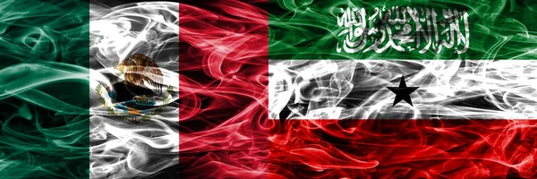 Mexiko Somaliland Rauchfahnen Nebeneinander Platziert Mexikanische Und Somaliländische Flagge Gemeinsam — Stockfoto