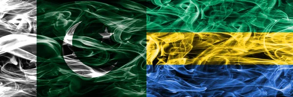 Pakistan Gegen Gabun Rauchfahnen Nebeneinander Platziert Dicke Seidige Rauchfahnen Aus — Stockfoto