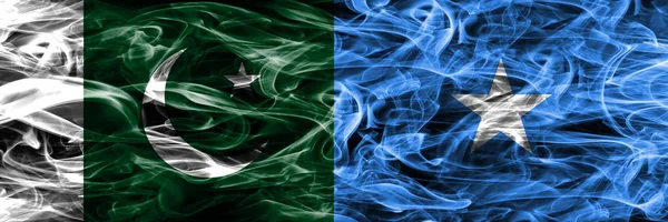 Pakistan Somalia Smoke Flags Placed Side Side Thick Colored Silky — Stock Photo, Image