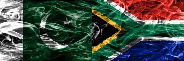 Paquistão África Sul Bandeiras Fumaça Colocadas Lado Lado Bandeiras Fumaça — Fotografia de Stock
