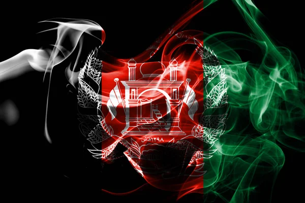 Bandiera Nazionale Dell Afghanistan Fatta Fumo Colorato Isolato Sfondo Nero — Foto Stock
