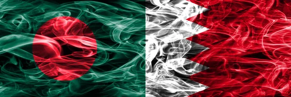 Bangladesh Bahrain Smoke Flags Placed Side Side Thick Colored Silky — Stock Photo, Image