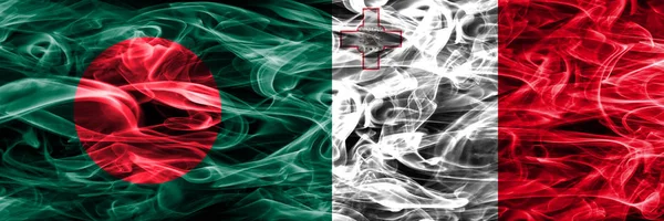 Bangladesh Malta Rauchfahnen Nebeneinander Platziert Dicke Seidige Rauchfahnen Aus Bangladesh — Stockfoto