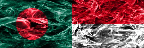 Bangladesh Monaco Rauchfahnen Nebeneinander Platziert Dicke Seidige Rauchfahnen Aus Bangladesh — Stockfoto
