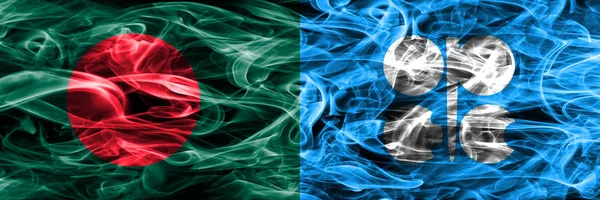 Бангладеш Против Дымовых Флагов Опек Размещенных Бок Бок Толстые Шёлковые — стоковое фото