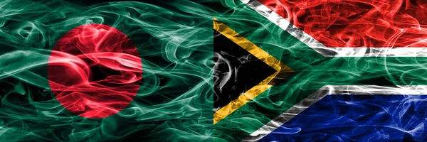 Banglades Dél Afrika Füst Zászlók Egymás Mellé Vastag Színes Füst — Stock Fotó