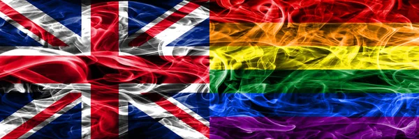 Egyesült Királyság Meleg Füst Zászlók Elhelyezni Egymás Mellett Vastag Színes — Stock Fotó