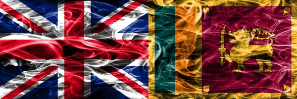 Nederland Sri Lanka Roken Vlaggen Naast Elkaar Geplaatst Dikke Gekleurde — Stockfoto