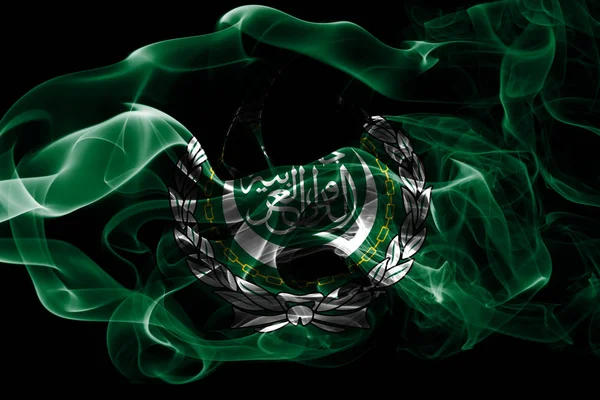 Bandeira Nacional Liga Árabe Feita Fumaça Colorida Isolada Fundo Preto — Fotografia de Stock