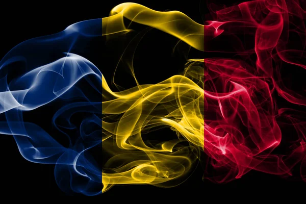 National Flag Chad Made Colored Smoke Isolated Black Background Abstract — Stock Photo, Image