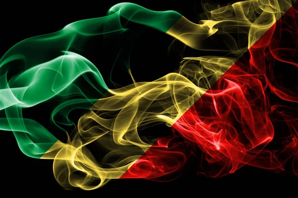 Bandiera Nazionale Del Congo Composta Fumo Colorato Isolato Sfondo Nero — Foto Stock