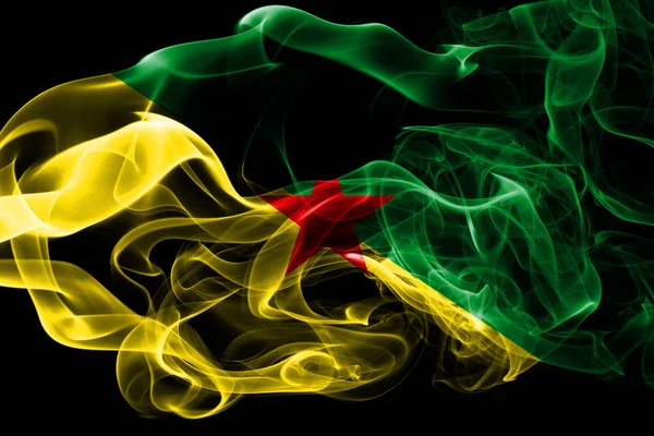 Bandeira Nacional Guiana Francesa Feita Fumaça Colorida Isolada Fundo Preto — Fotografia de Stock