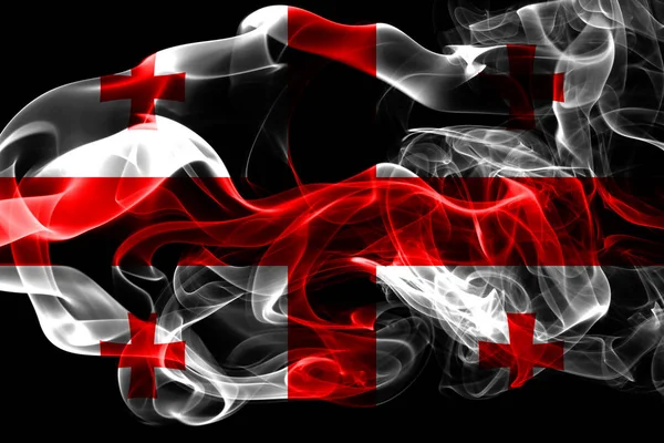 National Flag Georgia Made Colored Smoke Isolated Black Background Abstract — Stock Photo, Image