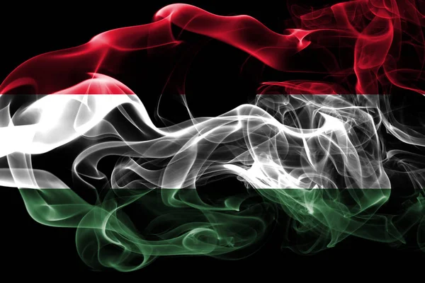 Nationalflagge Ungarns Aus Farbigem Rauch Isoliert Auf Schwarzem Hintergrund Abstrakte — Stockfoto