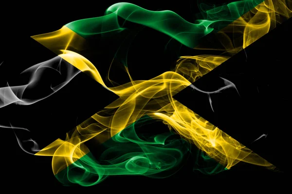 National Flag Jamaica Made Colored Smoke Isolated Black Background Abstract — Stock Photo, Image