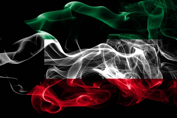 Національний Прапор Кувейту Зроблені Кольоровим Димом Ізольовані Чорному Тлі Анотація — стокове фото