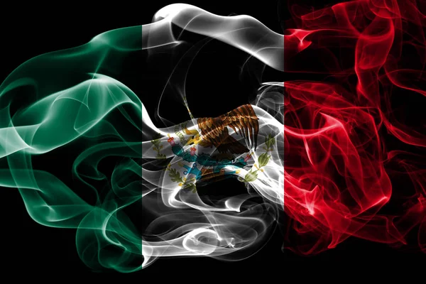 Flaga Narodowa Meksyk Wykonane Kolorowych Dymu Białym Czarnym Tle Jedwabiste — Zdjęcie stockowe