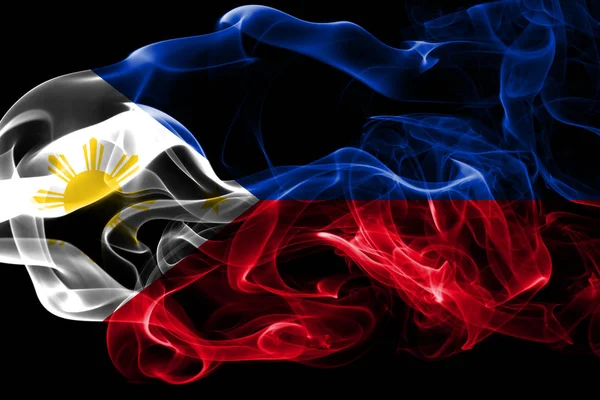 National Flag Philipines Made Colored Smoke Isolated Black Background Abstract — Stock Photo, Image