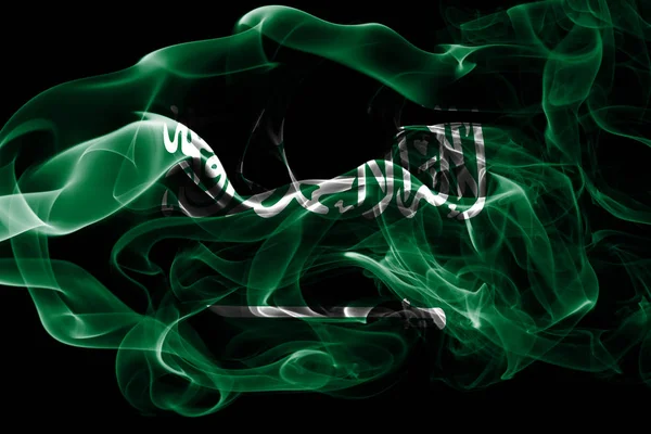 National Flag Saudi Arabia Made Colored Smoke Isolated Black Background — Stock Photo, Image