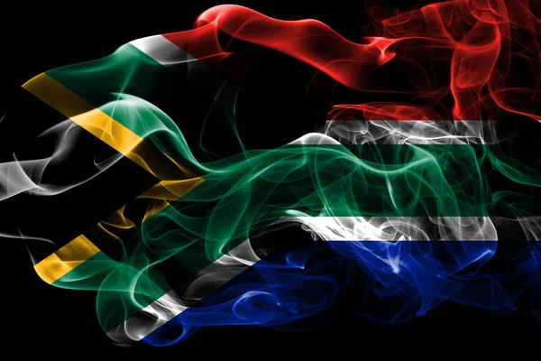 National Flag South Africa Made Colored Smoke Isolated Black Background — Stock Photo, Image