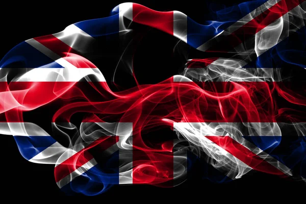 Государственный Флаг Великобритании Сделан Цветного Дыма Изолированного Черном Фоне Абстрактный — стоковое фото