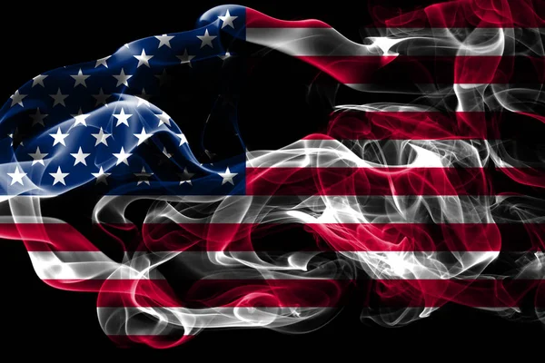 National Flag United States Made Colored Smoke Isolated Black Background — Stock Photo, Image