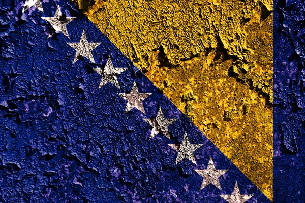 Velho Grunge Bósnia Herzegovina Bandeira Fundo — Fotografia de Stock
