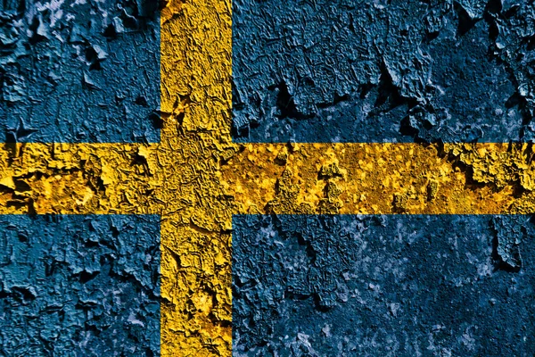 Gamla Grunge Sverige Bakgrund Flagga — Stockfoto
