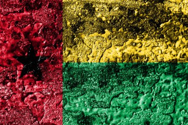 Gine Bissau grunge paslı metal doku bayrak, pas metal arka plan