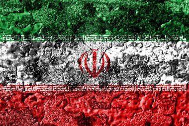 Iran grunge paslı metal doku bayrak, pas metal arka plan
