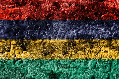 Mauritius grunge paslı metal doku bayrak, pas metal arka plan