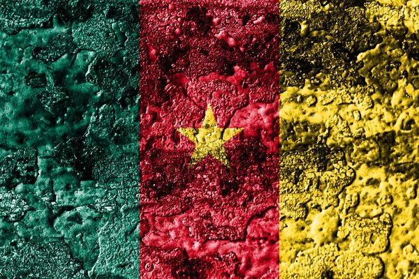 Kamerun Grunge Zrezivělé Kovové Textury Vlajka Koroze Kovů Pozadí — Stock fotografie