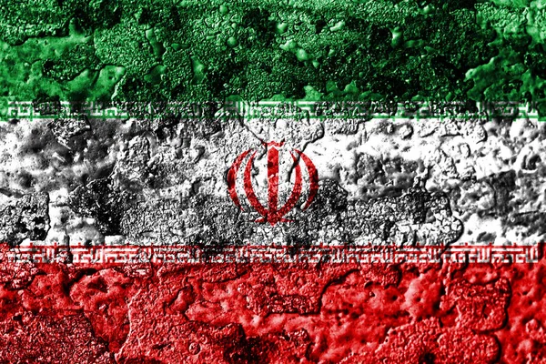 Iran grunge rusted metal texture flag, rust metal background