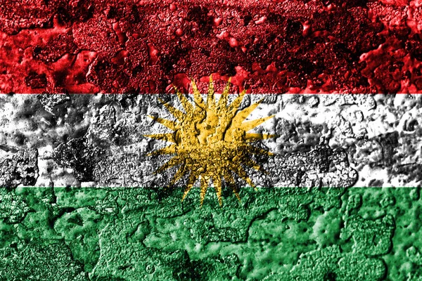 Kurdisztán Másol Grunge Rozsdás Fém Szövet Lobogó Rozsda Fém Háttér — Stock Fotó