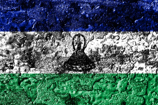 Lesotho Grunge Zrezivělé Kovové Textury Vlajka Koroze Kovů Pozadí — Stock fotografie