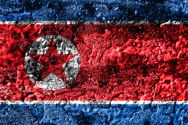 Coreia Norte Grunge Rusted Metal Textura Bandeira Fundo Metal Ferrugem — Fotografia de Stock