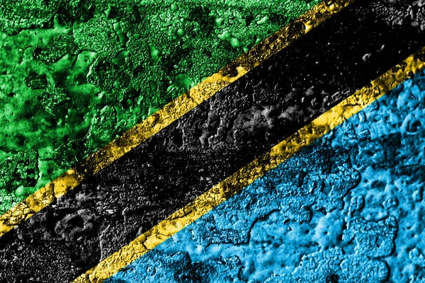 Танзания Гранж Ржавый Металлический Текстурный Флаг Ржавый Металлический Фон — стоковое фото